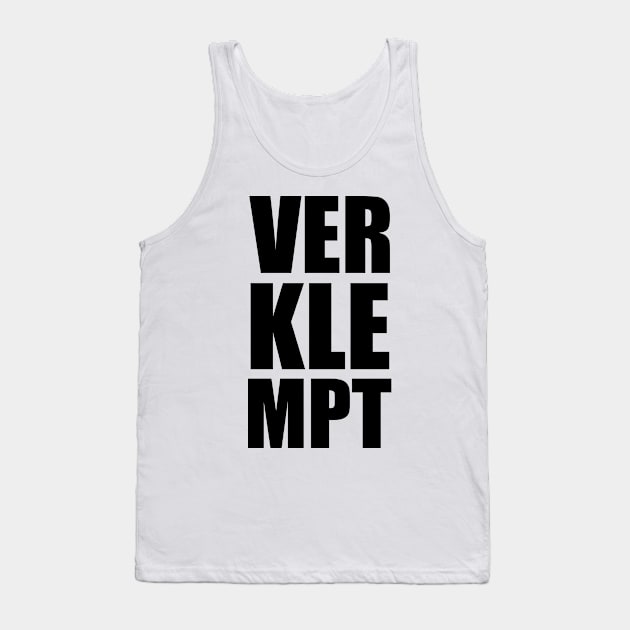 VERKLEPMT Yiddish Trendy Vertical Large Typography Tank Top by BubbleMench